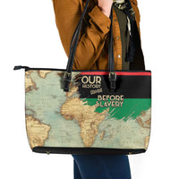 Pan African Flag Day Leather Tote Bag Our History Started Before Slavery - Wonder Print Shop