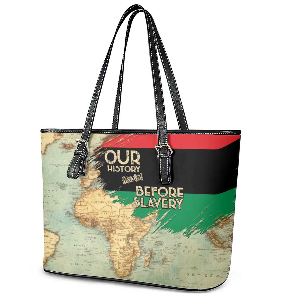Pan African Flag Day Leather Tote Bag Our History Started Before Slavery - Wonder Print Shop