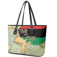 Pan African Flag Day Leather Tote Bag Our History Started Before Slavery - Wonder Print Shop