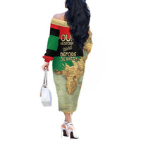 Pan African Flag Day Off The Shoulder Long Sleeve Dress Our History Started Before Slavery - Wonder Print Shop