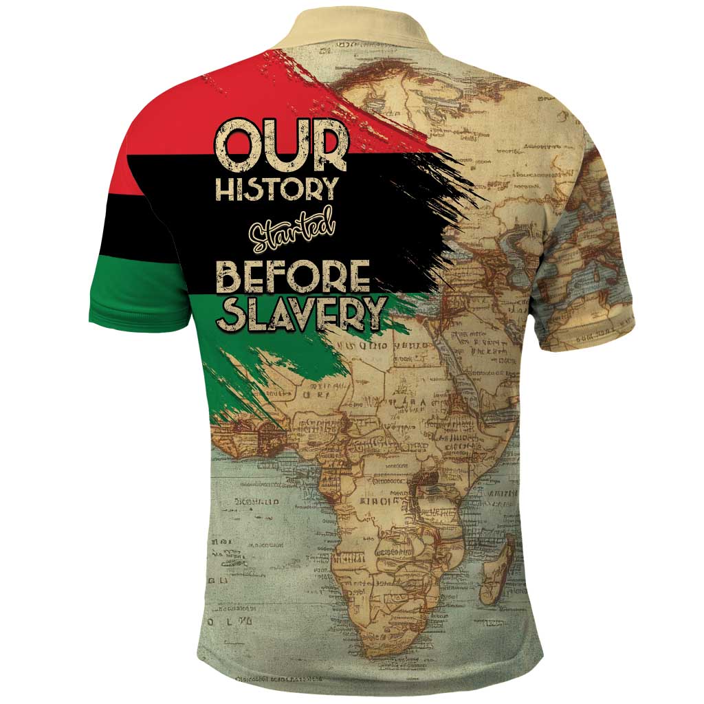 Pan African Flag Day Polo Shirt Our History Started Before Slavery - Wonder Print Shop