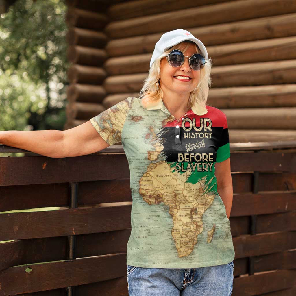 Pan African Flag Day Women Polo Shirt Our History Started Before Slavery - Wonder Print Shop