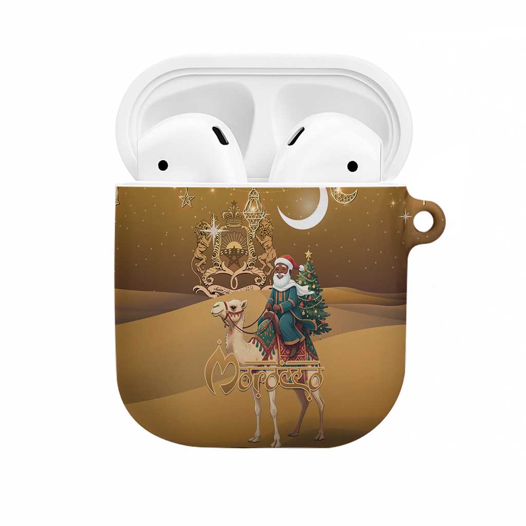 Morocco Christmas in Sahara AirPods Case Black Santa Riding Camel - Wonder Print Shop