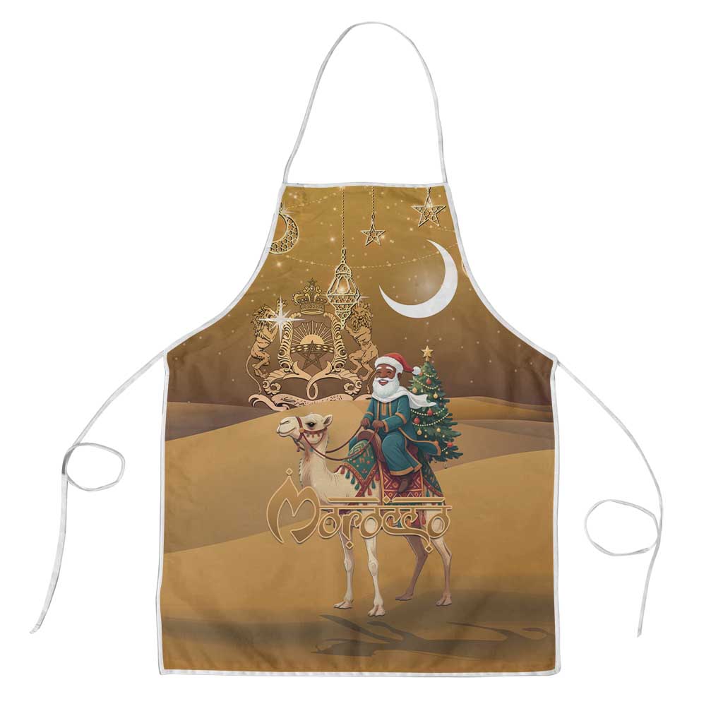 Morocco Christmas in Sahara Apron Black Santa Riding Camel - Wonder Print Shop