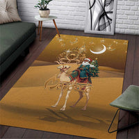 Morocco Christmas in Sahara Area Rug Black Santa Riding Camel - Wonder Print Shop