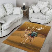 Morocco Christmas in Sahara Area Rug Black Santa Riding Camel - Wonder Print Shop