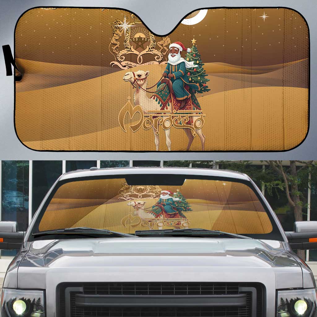 Morocco Christmas in Sahara Auto Sun Shade Black Santa Riding Camel - Wonder Print Shop