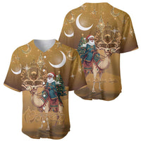 Morocco Christmas in Sahara Baseball Jersey Black Santa Riding Camel - Wonder Print Shop