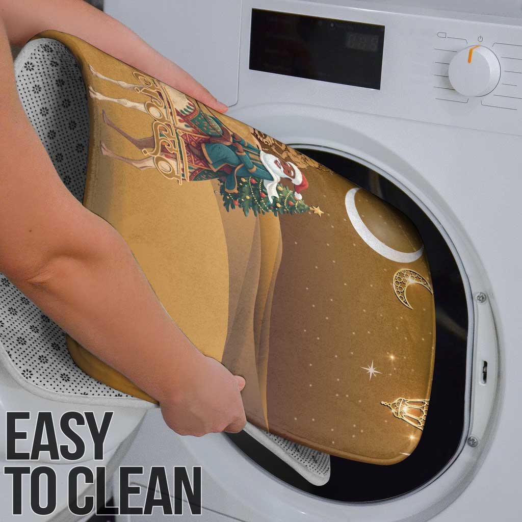 Morocco Christmas in Sahara Bathroom Set Black Santa Riding Camel - Wonder Print Shop