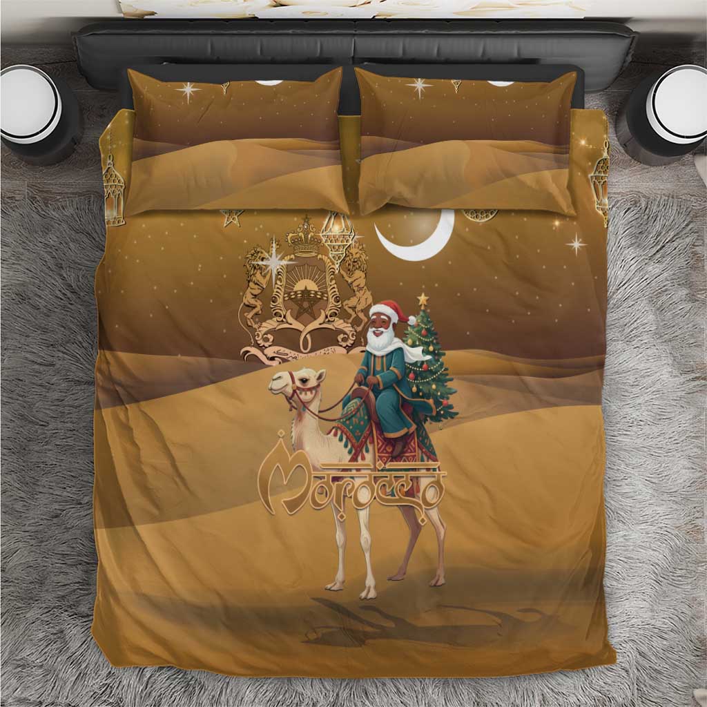 Morocco Christmas in Sahara Bedding Set Black Santa Riding Camel - Wonder Print Shop