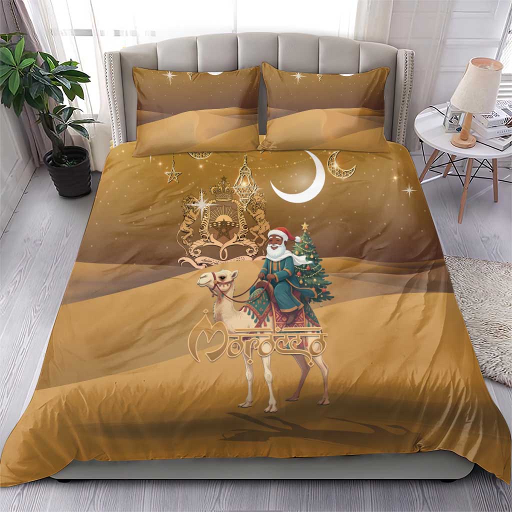 Morocco Christmas in Sahara Bedding Set Black Santa Riding Camel - Wonder Print Shop