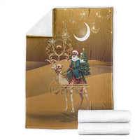 Morocco Christmas in Sahara Blanket Black Santa Riding Camel - Wonder Print Shop