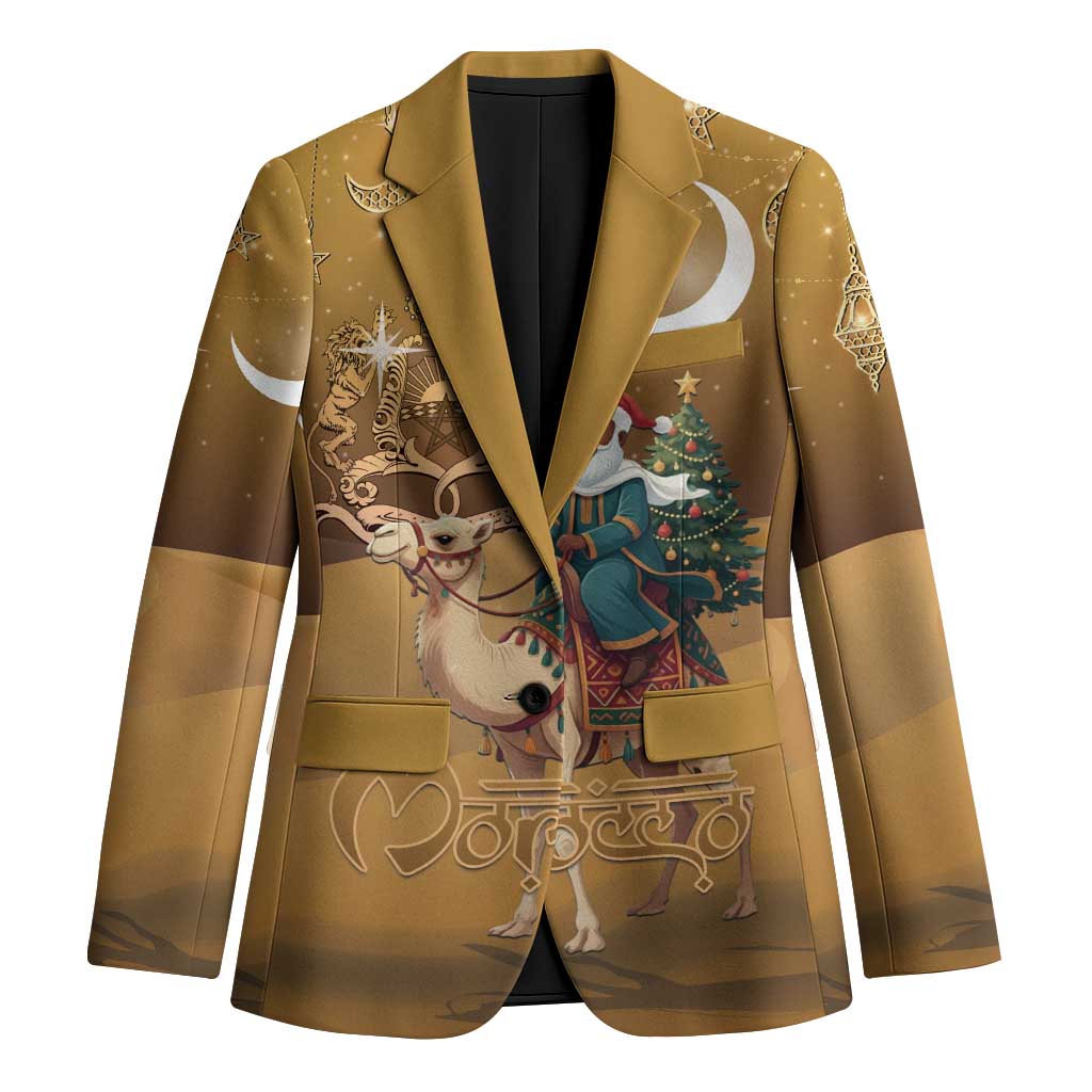 Morocco Christmas in Sahara Blazer Black Santa Riding Camel - Wonder Print Shop