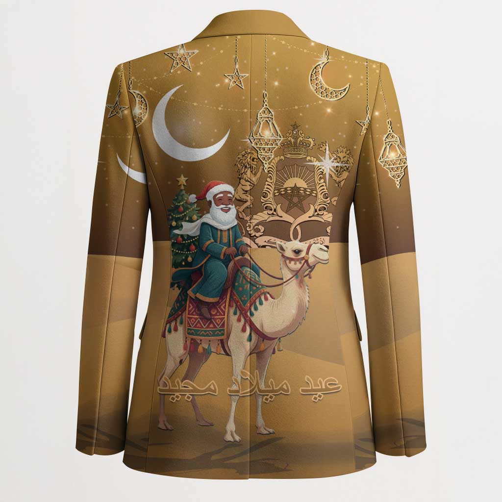 Morocco Christmas in Sahara Blazer Black Santa Riding Camel - Wonder Print Shop
