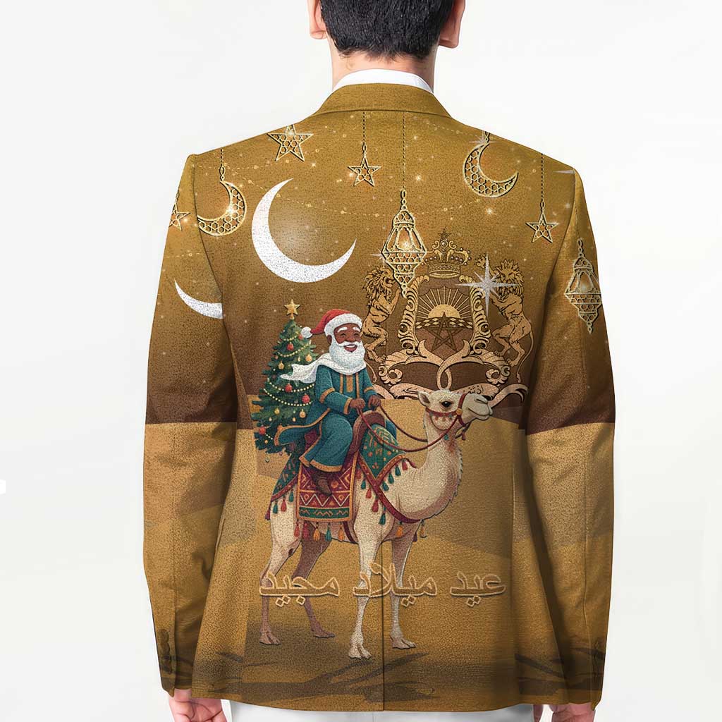 Morocco Christmas in Sahara Blazer Black Santa Riding Camel - Wonder Print Shop