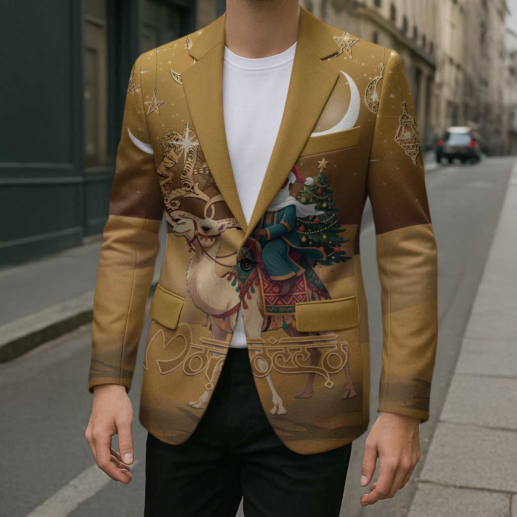 Morocco Christmas in Sahara Blazer Black Santa Riding Camel - Wonder Print Shop