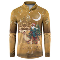 Morocco Christmas in Sahara Button Sweatshirt Black Santa Riding Camel - Wonder Print Shop