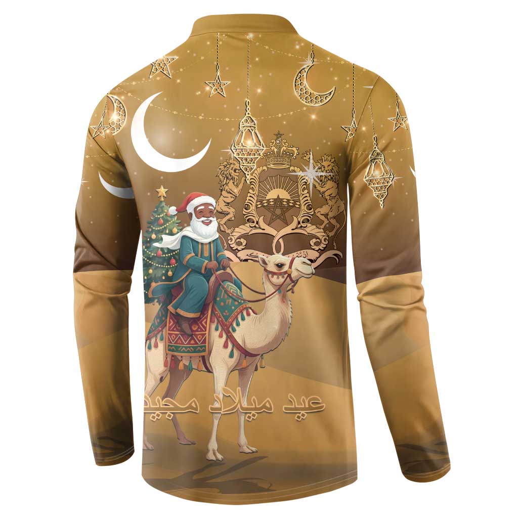 Morocco Christmas in Sahara Button Sweatshirt Black Santa Riding Camel - Wonder Print Shop