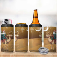 Morocco Christmas in Sahara 4 in 1 Can Cooler Tumbler Black Santa Riding Camel - Wonder Print Shop