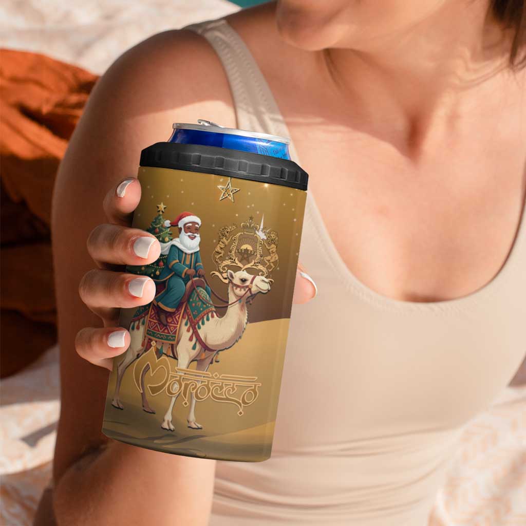 Morocco Christmas in Sahara 4 in 1 Can Cooler Tumbler Black Santa Riding Camel - Wonder Print Shop