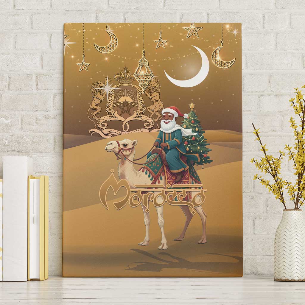 Morocco Christmas in Sahara Canvas Wall Art Black Santa Riding Camel - Wonder Print Shop