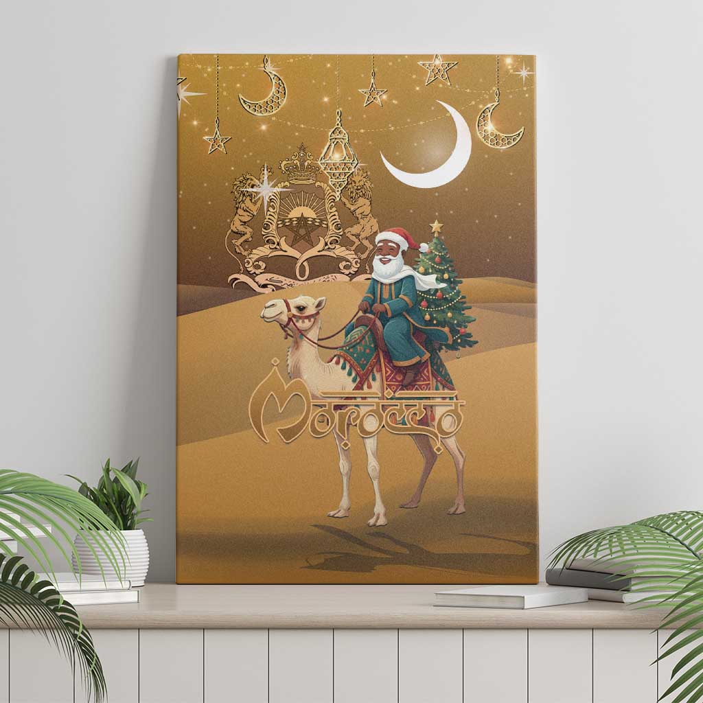 Morocco Christmas in Sahara Canvas Wall Art Black Santa Riding Camel - Wonder Print Shop