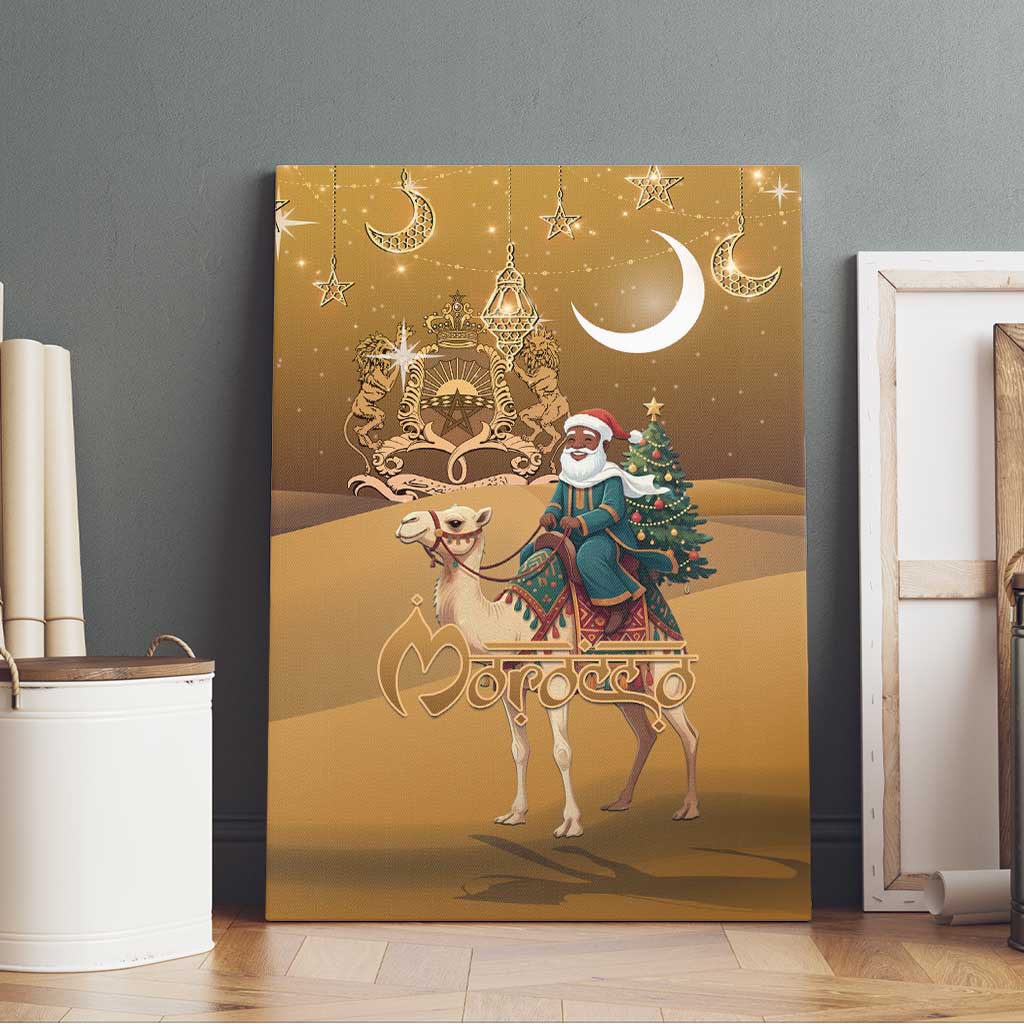 Morocco Christmas in Sahara Canvas Wall Art Black Santa Riding Camel - Wonder Print Shop