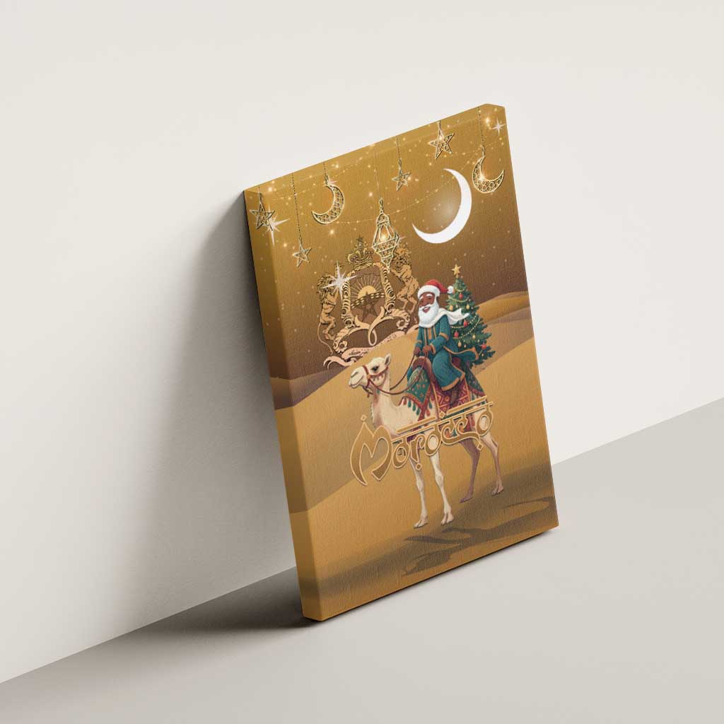 Morocco Christmas in Sahara Canvas Wall Art Black Santa Riding Camel - Wonder Print Shop