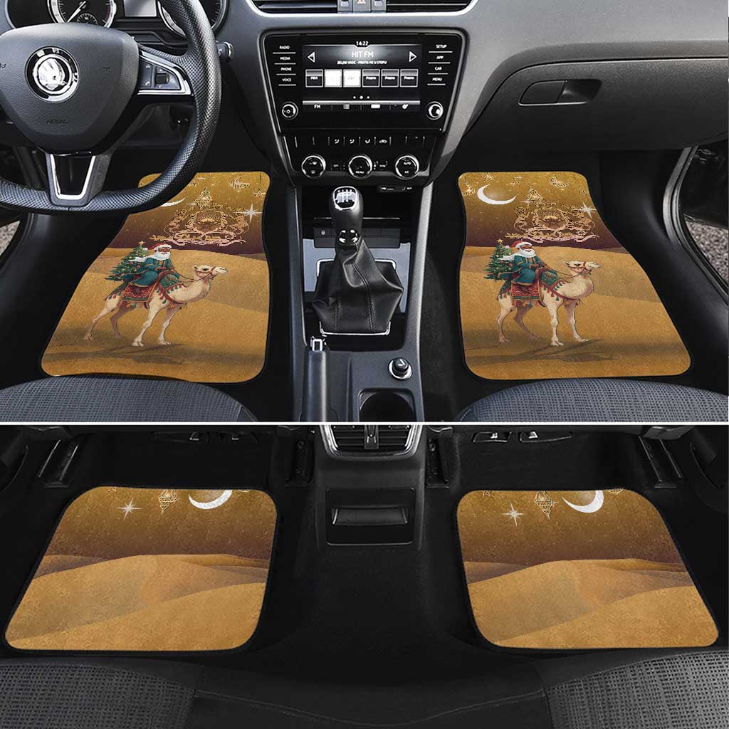 Morocco Christmas in Sahara Car Mats Black Santa Riding Camel - Wonder Print Shop