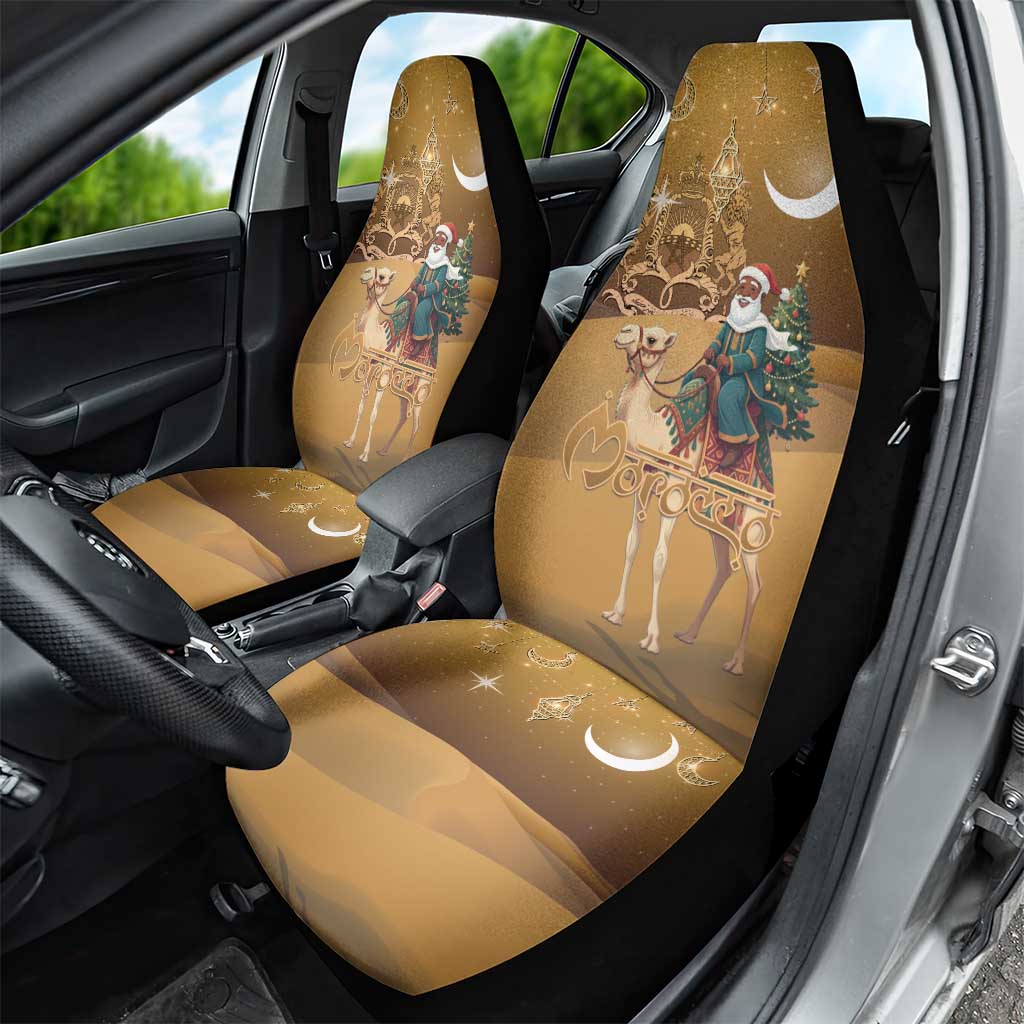 Morocco Christmas in Sahara Car Seat Cover Black Santa Riding Camel - Wonder Print Shop