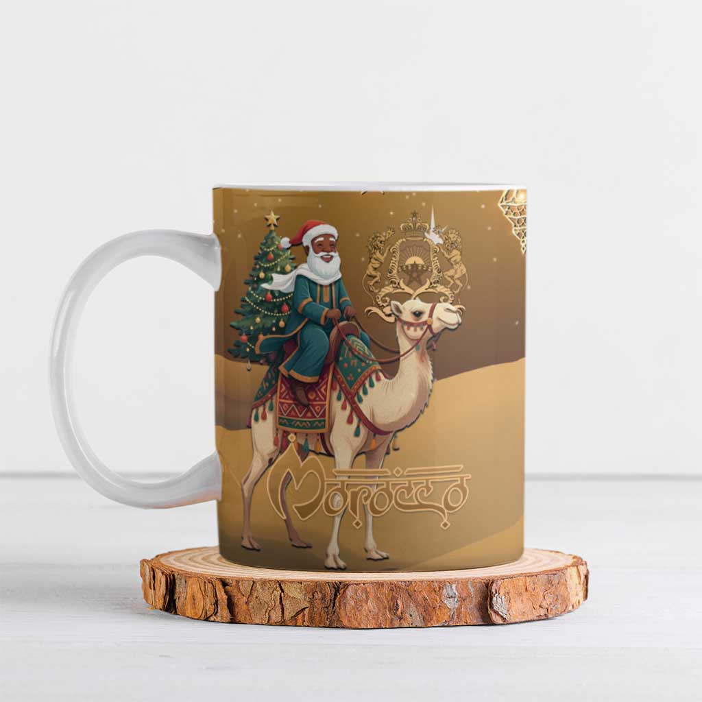 Morocco Christmas in Sahara Ceramic Mug Black Santa Riding Camel - Wonder Print Shop