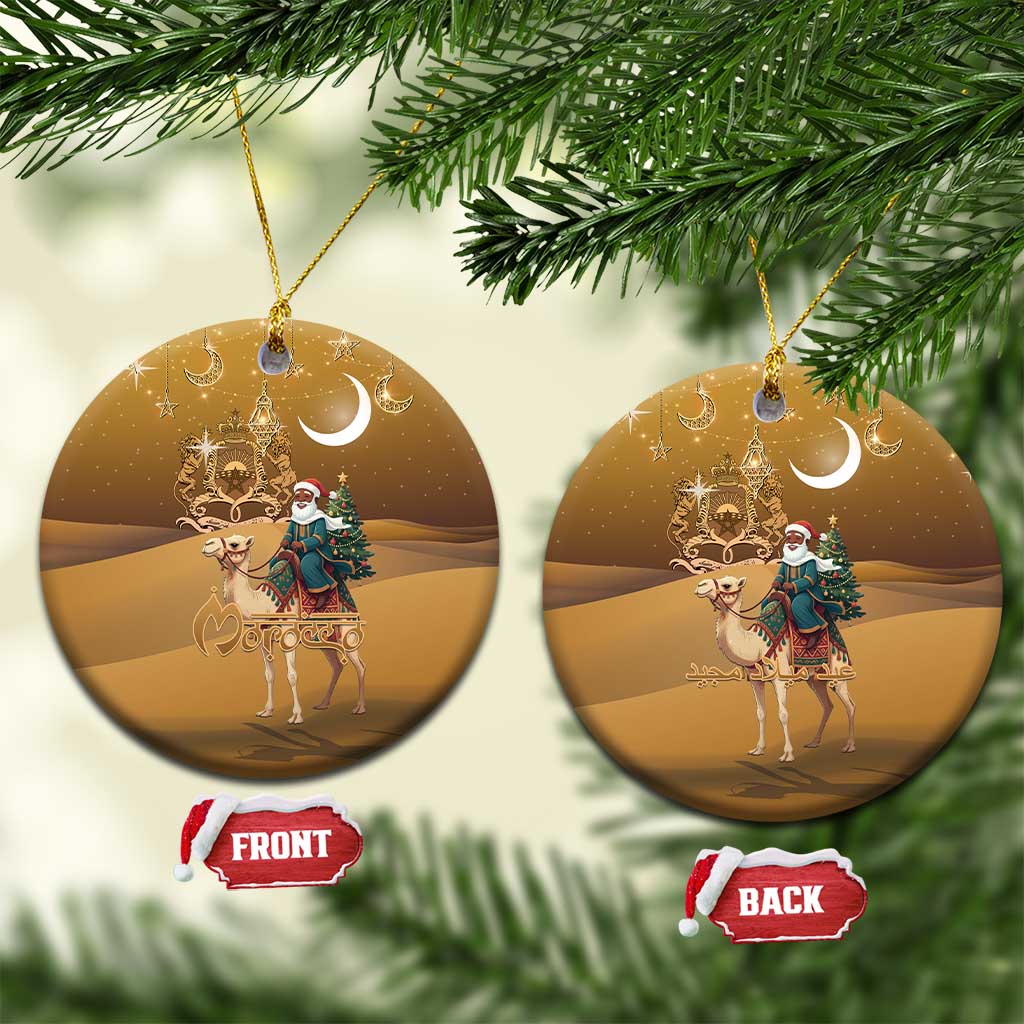 Morocco Christmas in Sahara Ceramic Ornament Black Santa Riding Camel - Wonder Print Shop