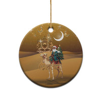 Morocco Christmas in Sahara Ceramic Ornament Black Santa Riding Camel - Wonder Print Shop