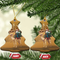 Morocco Christmas in Sahara Ceramic Ornament Black Santa Riding Camel - Wonder Print Shop