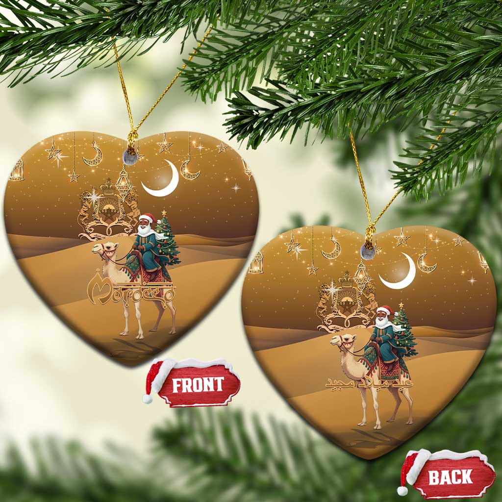 Morocco Christmas in Sahara Ceramic Ornament Black Santa Riding Camel - Wonder Print Shop