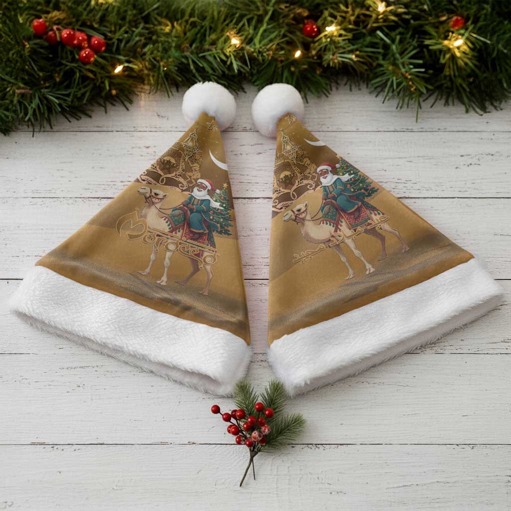 Morocco Christmas in Sahara Christmas Santa Hat Black Santa Riding Camel - Wonder Print Shop