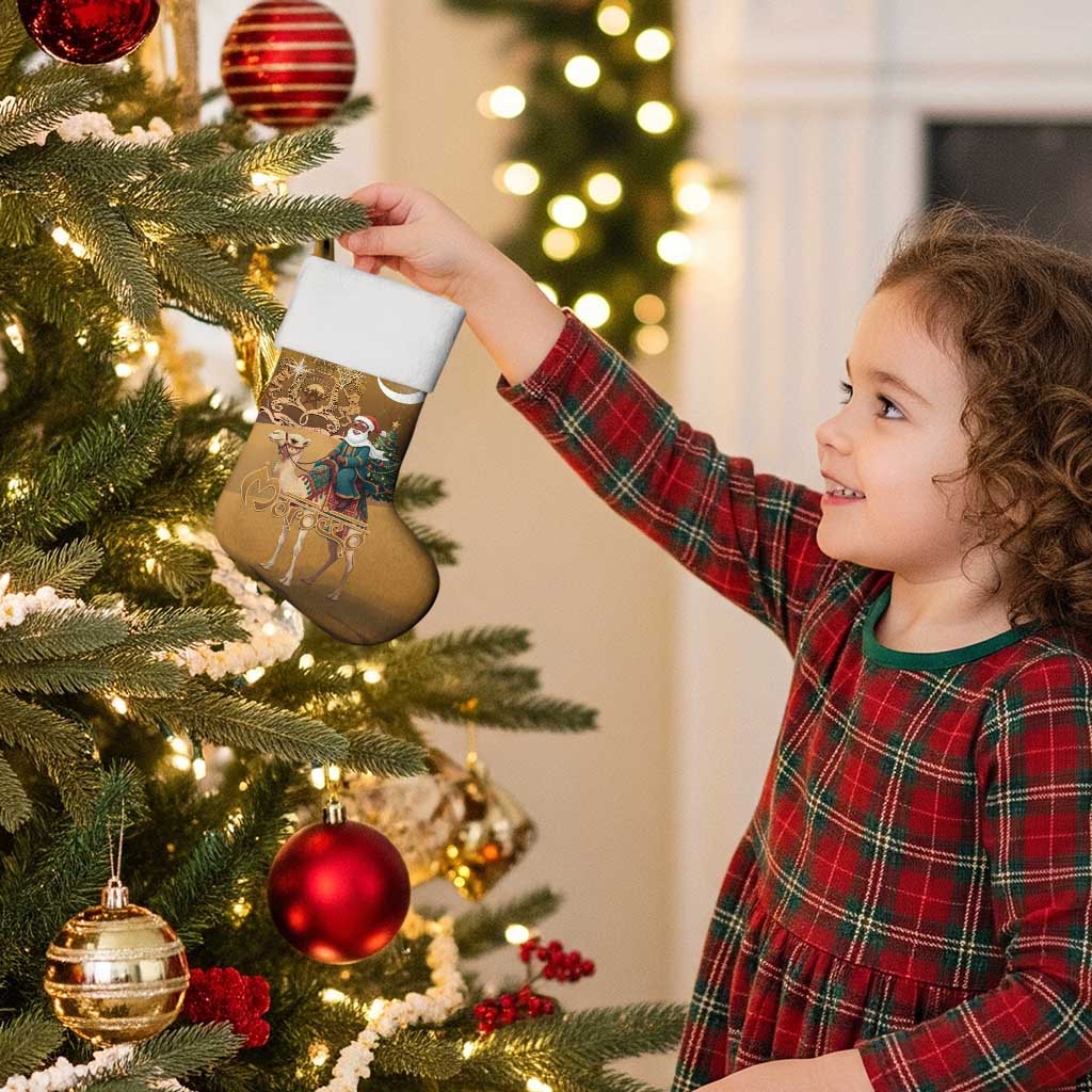 Morocco Christmas in Sahara Christmas Stocking Black Santa Riding Camel - Wonder Print Shop