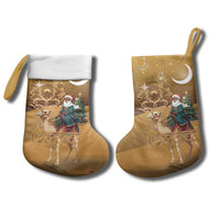 Morocco Christmas in Sahara Christmas Stocking Black Santa Riding Camel - Wonder Print Shop
