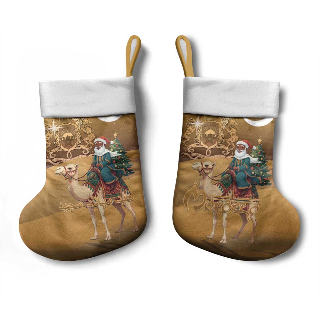 Morocco Christmas in Sahara Christmas Stocking Black Santa Riding Camel - Wonder Print Shop