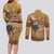 Morocco Christmas in Sahara Couples Matching Long Sleeve Bodycon Dress and Long Sleeve Button Shirt Black Santa Riding Camel - Wonder Print Shop