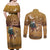 Morocco Christmas in Sahara Couples Matching Off Shoulder Maxi Dress and Long Sleeve Button Shirt Black Santa Riding Camel - Wonder Print Shop