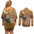 Morocco Christmas in Sahara Couples Matching Off Shoulder Short Dress and Long Sleeve Button Shirt Black Santa Riding Camel - Wonder Print Shop