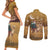 Morocco Christmas in Sahara Couples Matching Short Sleeve Bodycon Dress and Long Sleeve Button Shirt Black Santa Riding Camel - Wonder Print Shop