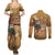 Morocco Christmas in Sahara Couples Matching Summer Maxi Dress and Long Sleeve Button Shirt Black Santa Riding Camel - Wonder Print Shop