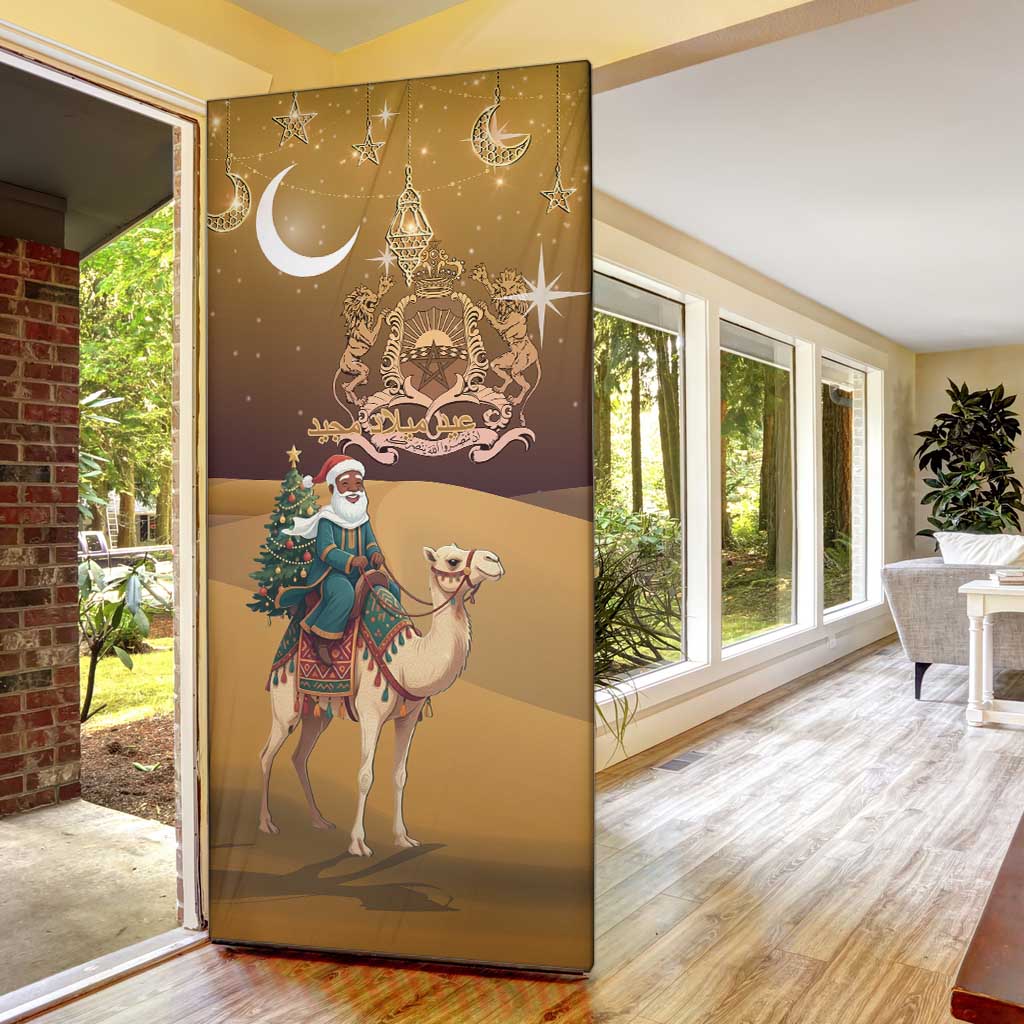 Morocco Christmas in Sahara Door Cover Black Santa Riding Camel - Wonder Print Shop