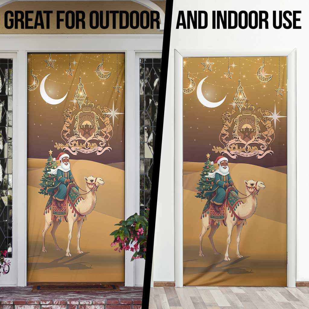 Morocco Christmas in Sahara Door Cover Black Santa Riding Camel - Wonder Print Shop