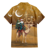 Morocco Christmas in Sahara Family Matching Mermaid Dress and Hawaiian Shirt Black Santa Riding Camel - Wonder Print Shop