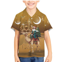 Morocco Christmas in Sahara Family Matching Mermaid Dress and Hawaiian Shirt Black Santa Riding Camel - Wonder Print Shop