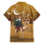 Morocco Christmas in Sahara Family Matching Short Sleeve Bodycon Dress and Hawaiian Shirt Black Santa Riding Camel - Wonder Print Shop