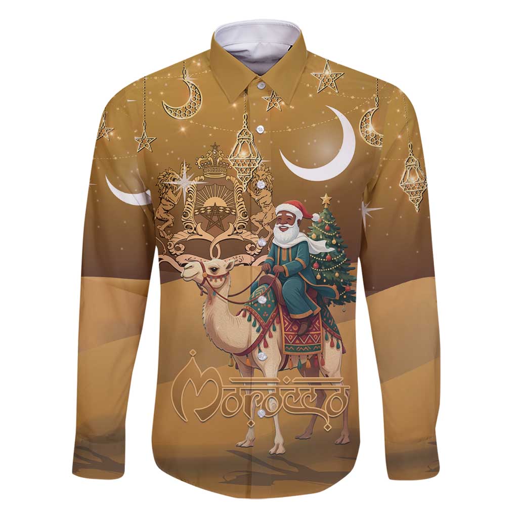 Morocco Christmas in Sahara Family Matching Summer Maxi Dress and Hawaiian Shirt Black Santa Riding Camel - Wonder Print Shop